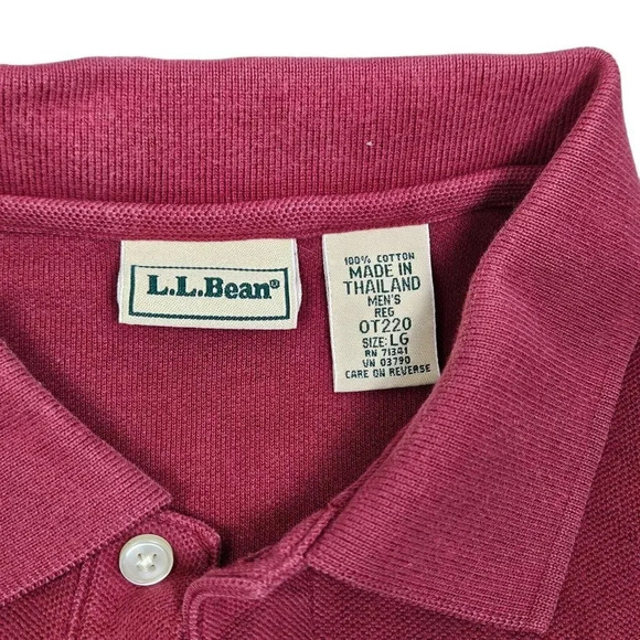 LL Bean Polo Shirt Men's XLarge Short Sleeve Brick Red Vintage Tag - Picture 6 of 9